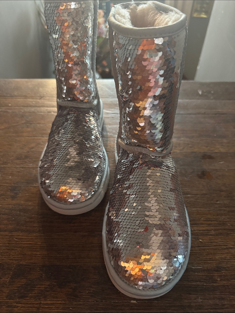 UGG Silver Sequin Classic Short Boot